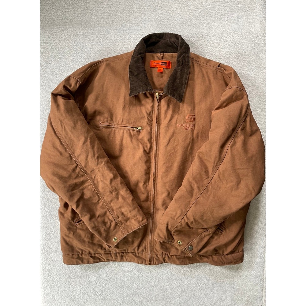 CornerStone Mens 4XL Duck Cloth Work Jacket Brown Southern States Detroit Style